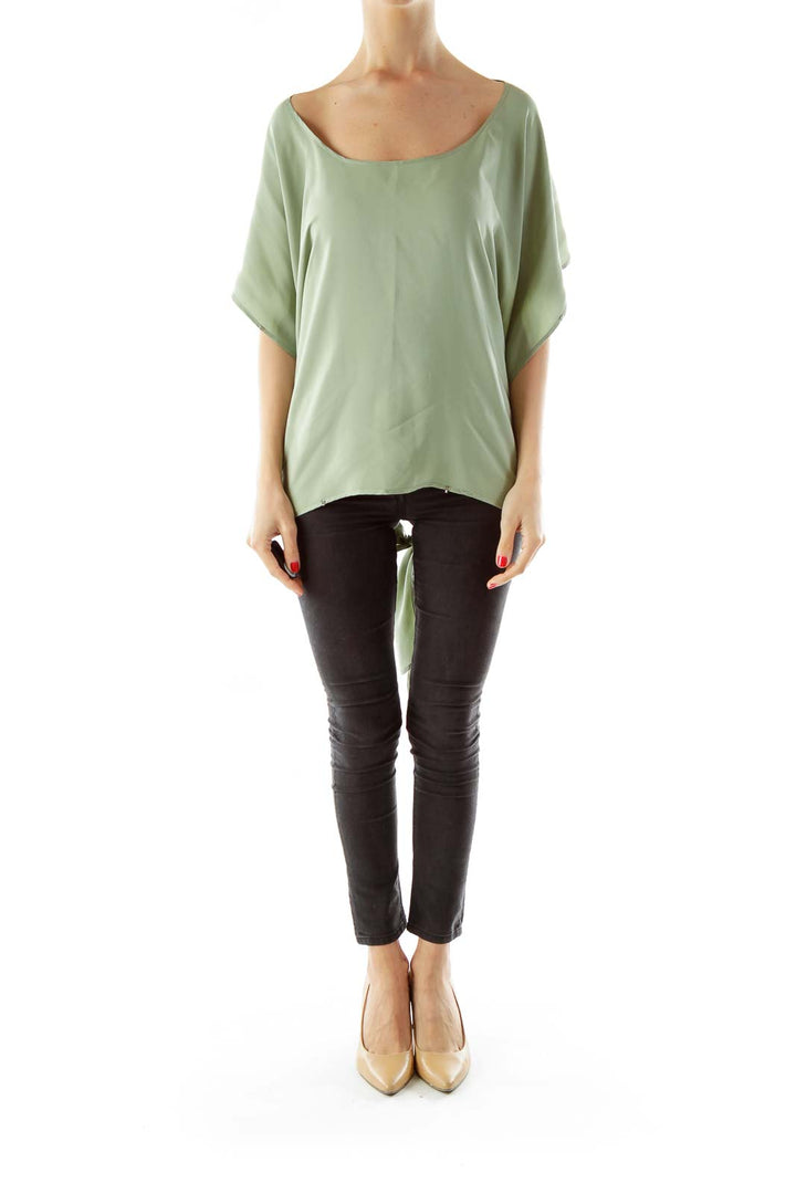 Green Silk Asymmetric Top