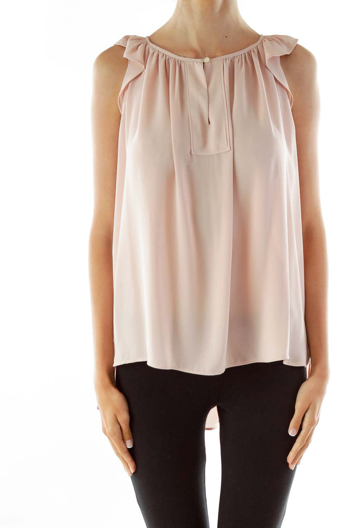 Pink Round Neck Sleeveless Blouse