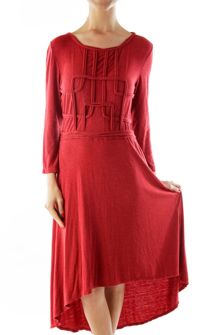 Red Textured Day Dress