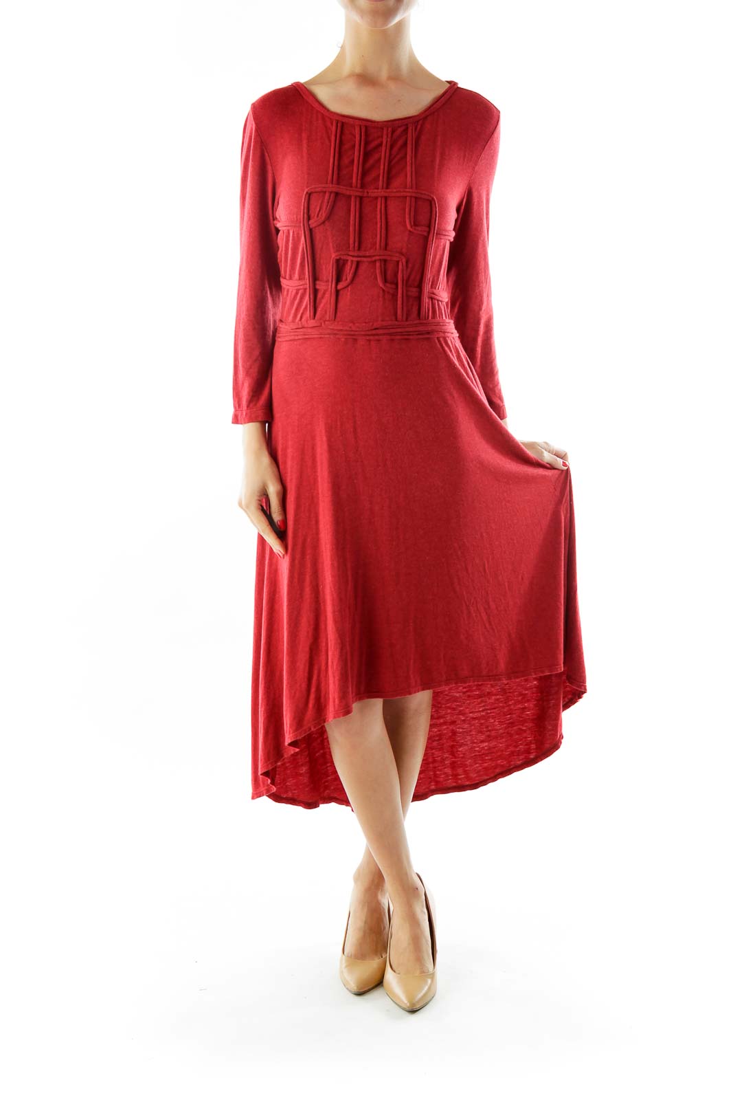 Red Textured Day Dress