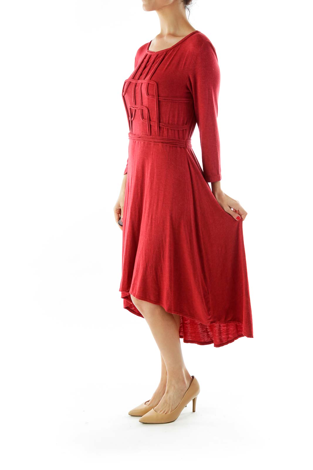 Red Textured Day Dress