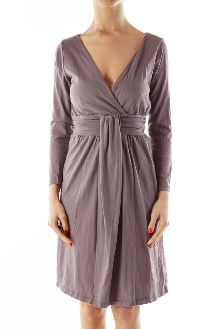 Purple V-neck Day Dress