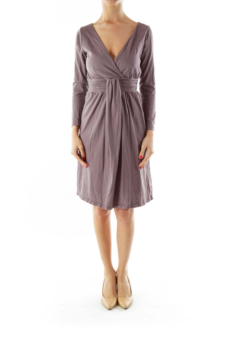 Purple V-neck Day Dress