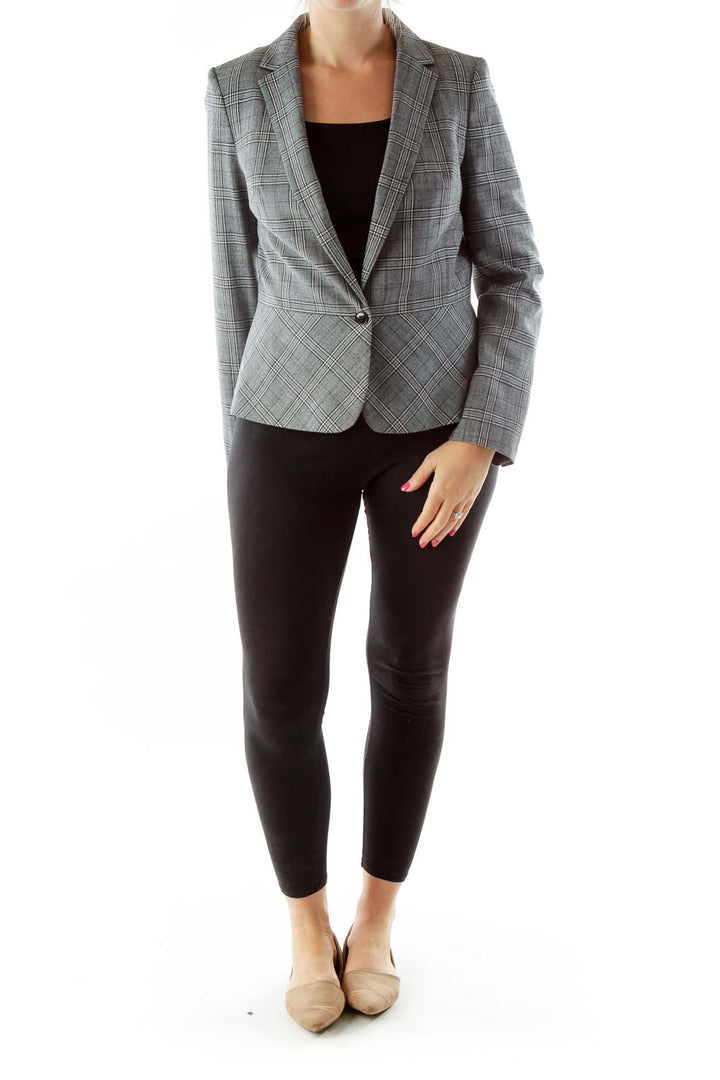 Gray Tartan Wool Blazer