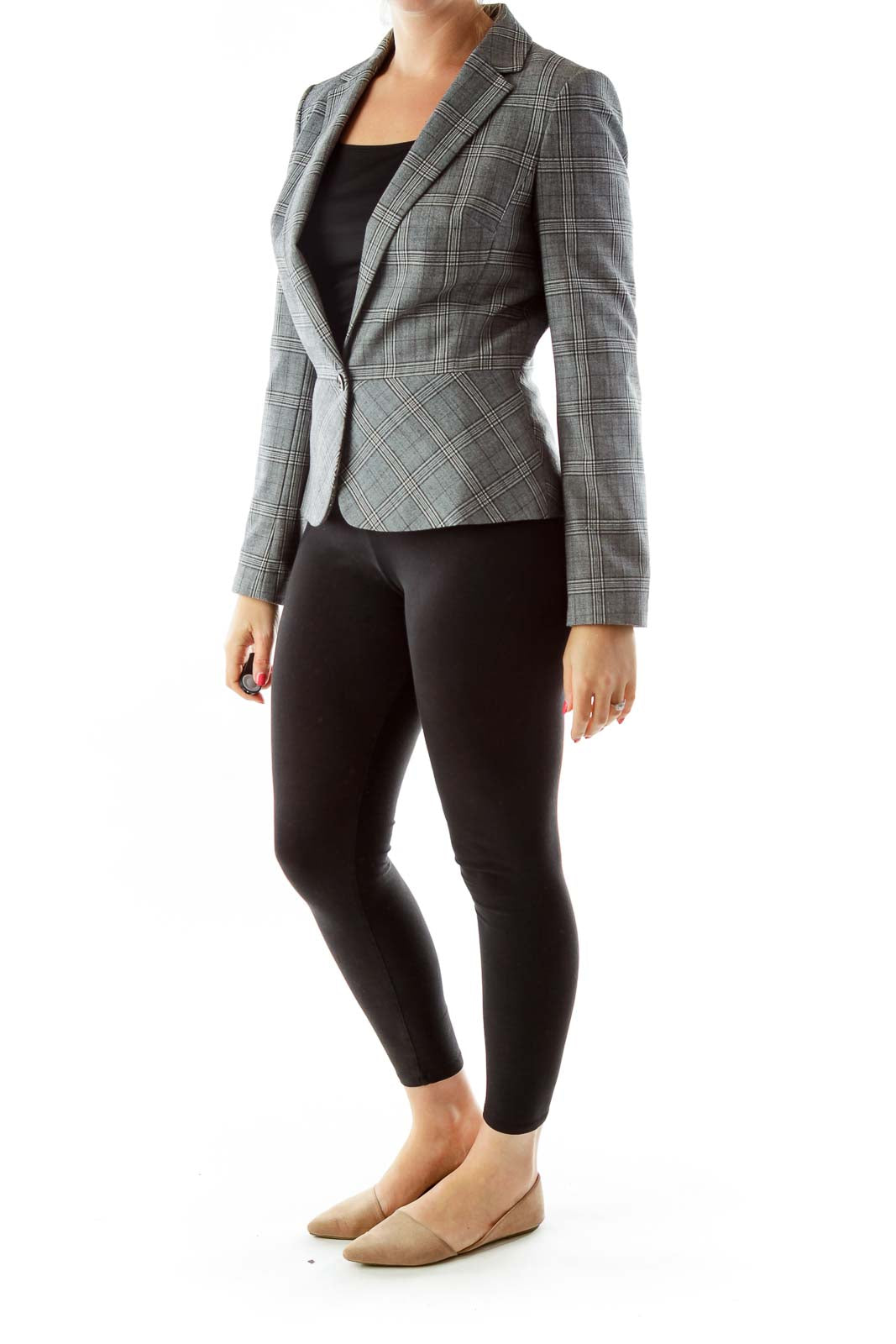 Gray Tartan Wool Blazer