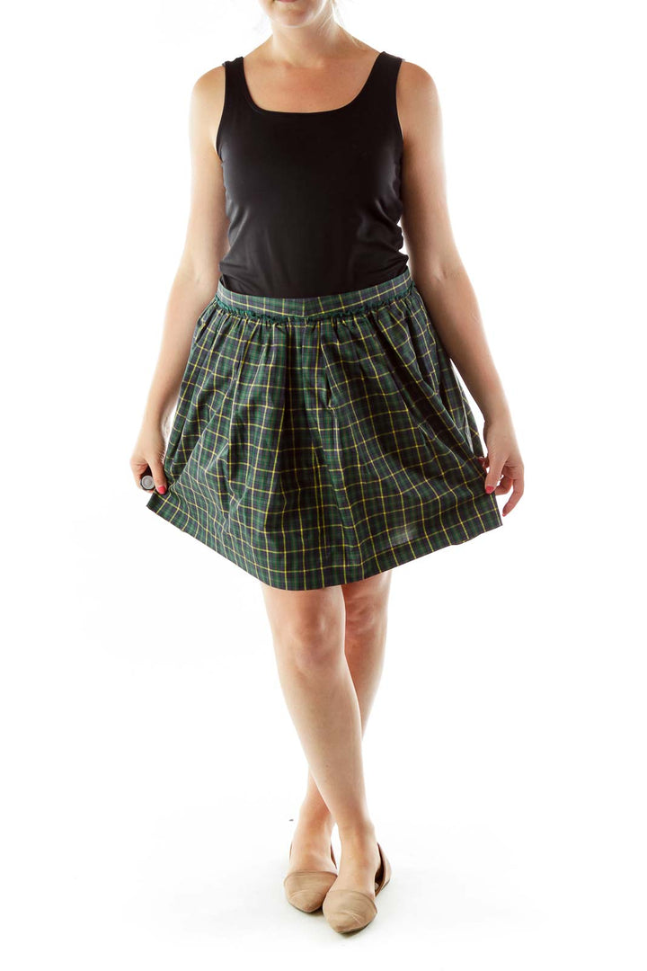 Green Tartan A-Line Skirt