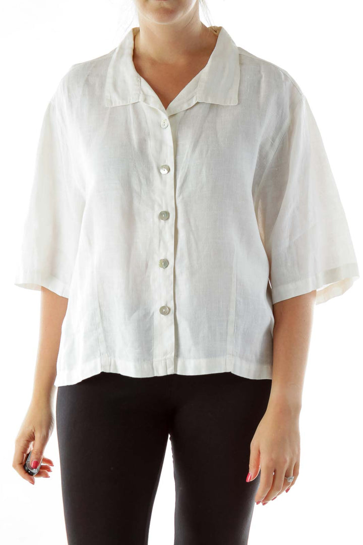 Cream Linen Buttoned Shirt