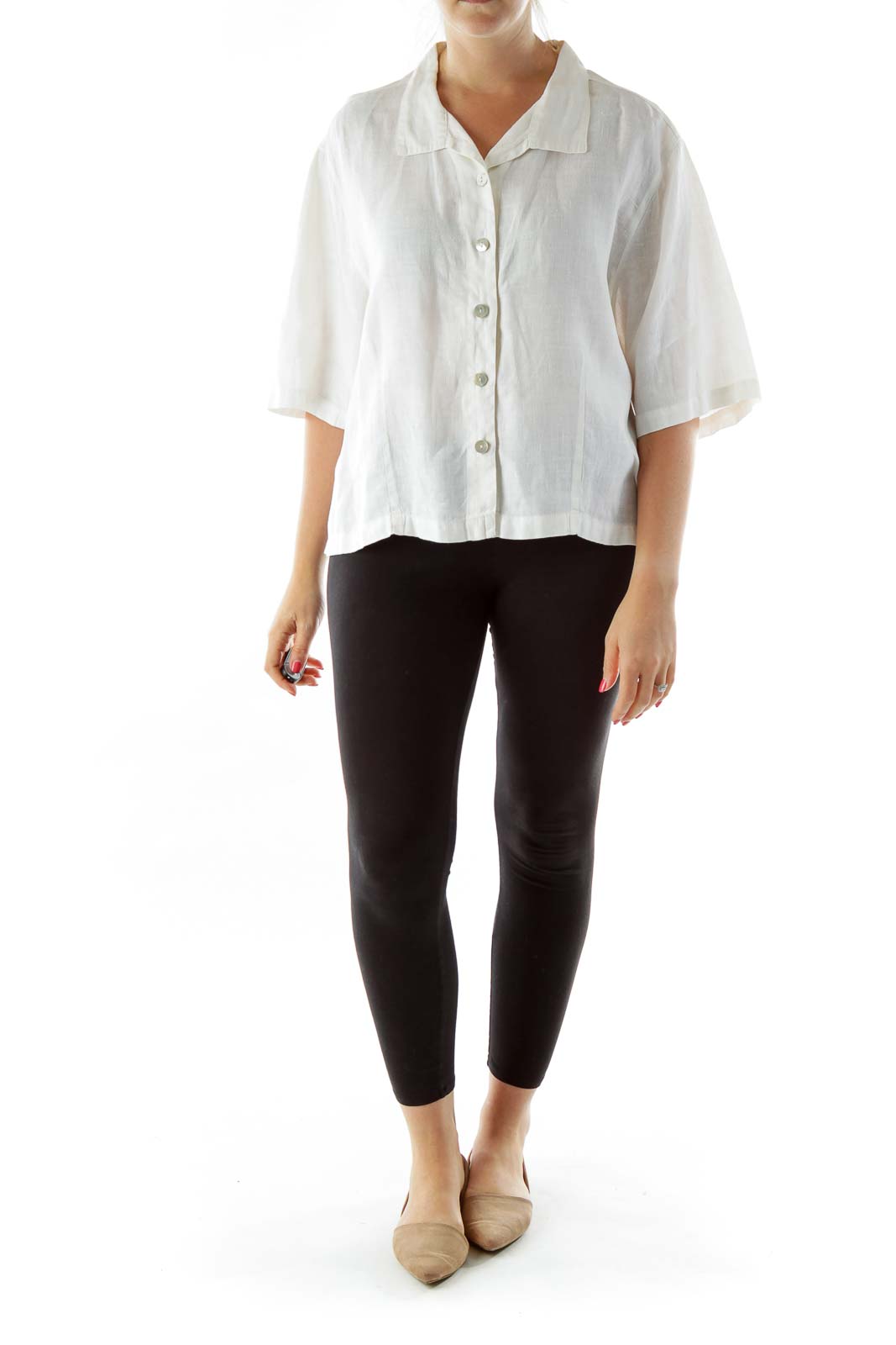 Cream Linen Buttoned Shirt