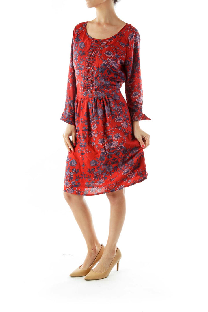 Red Navy Boho Dress w/ Braided Front