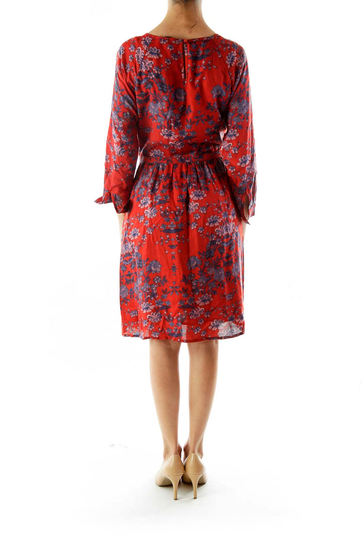 Red Navy Boho Dress w/ Braided Front