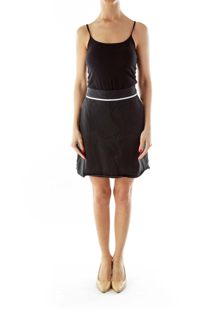 Black Pocketed Skirt w/ White Lines