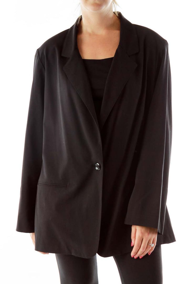 black Shoulder Padded Blazer