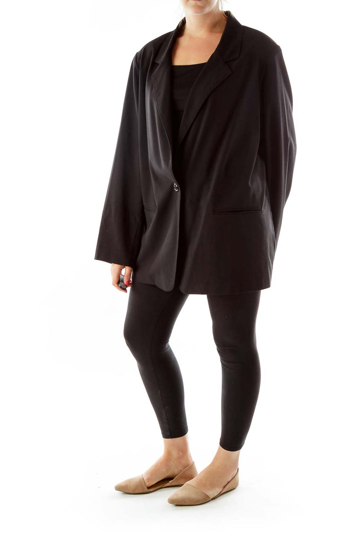 black Shoulder Padded Blazer