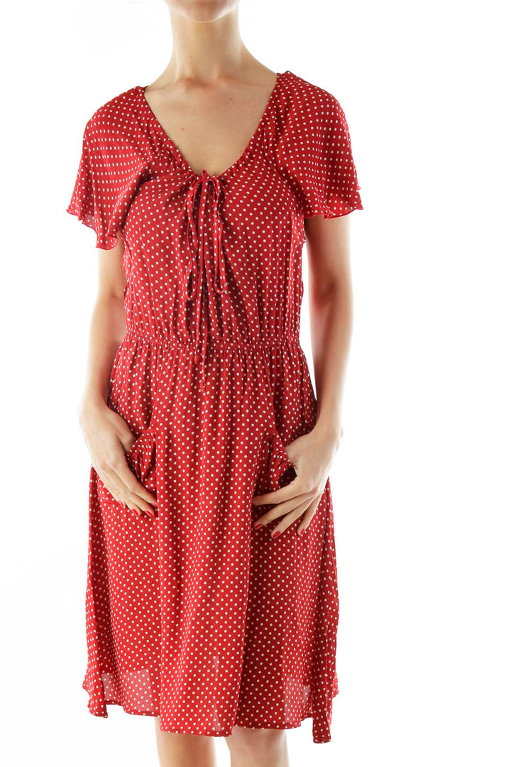 Red White Polka Dot Pocketed Vintage Dress