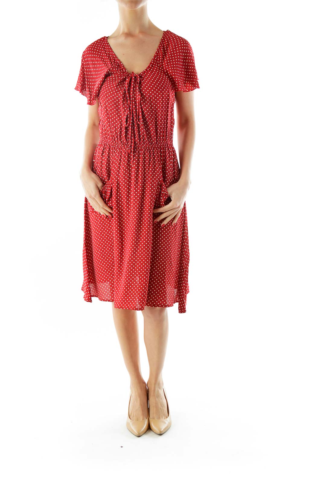 Red White Polka Dot Pocketed Vintage Dress