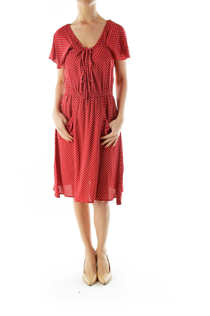 Red White Polka Dot Pocketed Vintage Dress