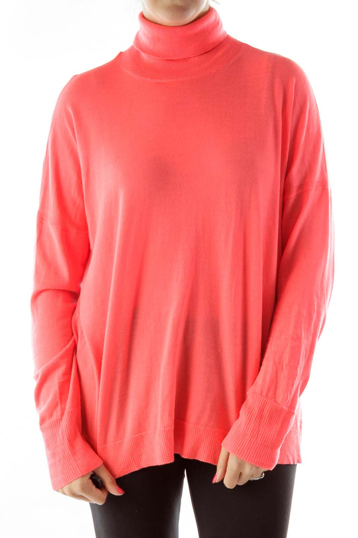 Salmon Turtle Neck Loose Top