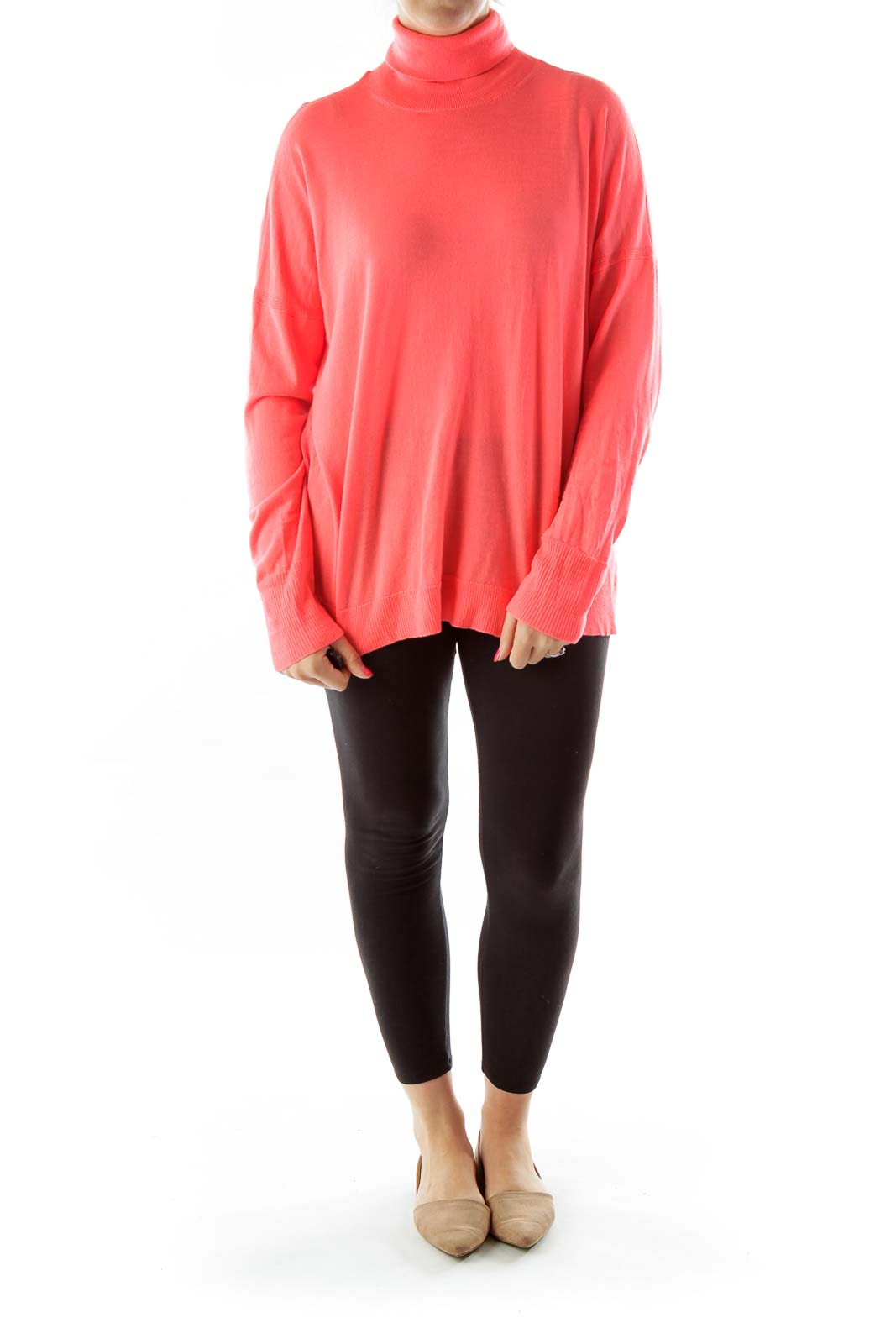 Salmon Turtle Neck Loose Top