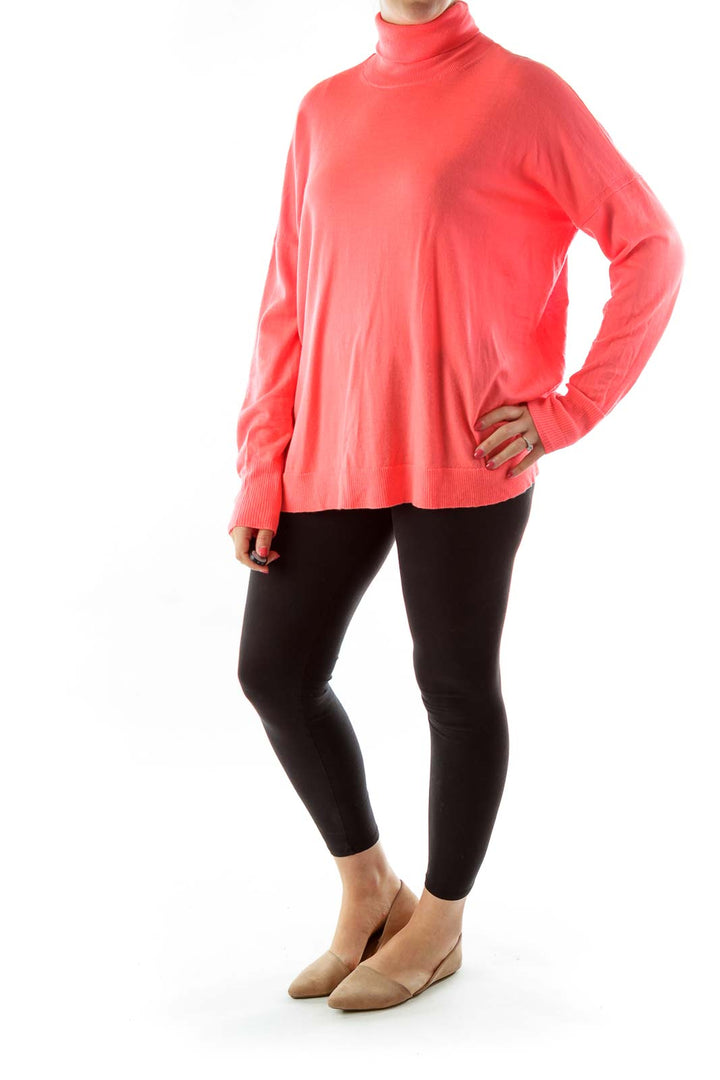 Salmon Turtle Neck Loose Top