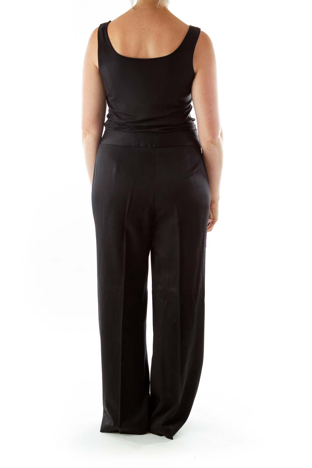 Black Fitted Straight Leg Slacks