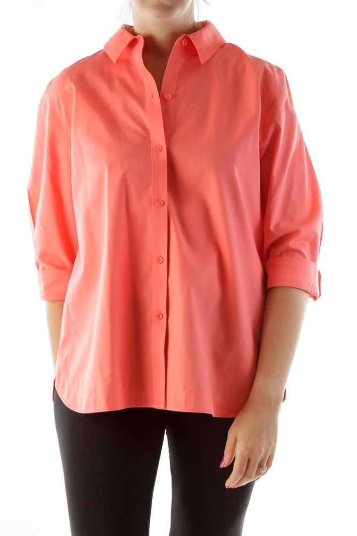 Pink Cropped Sleeve Shirt