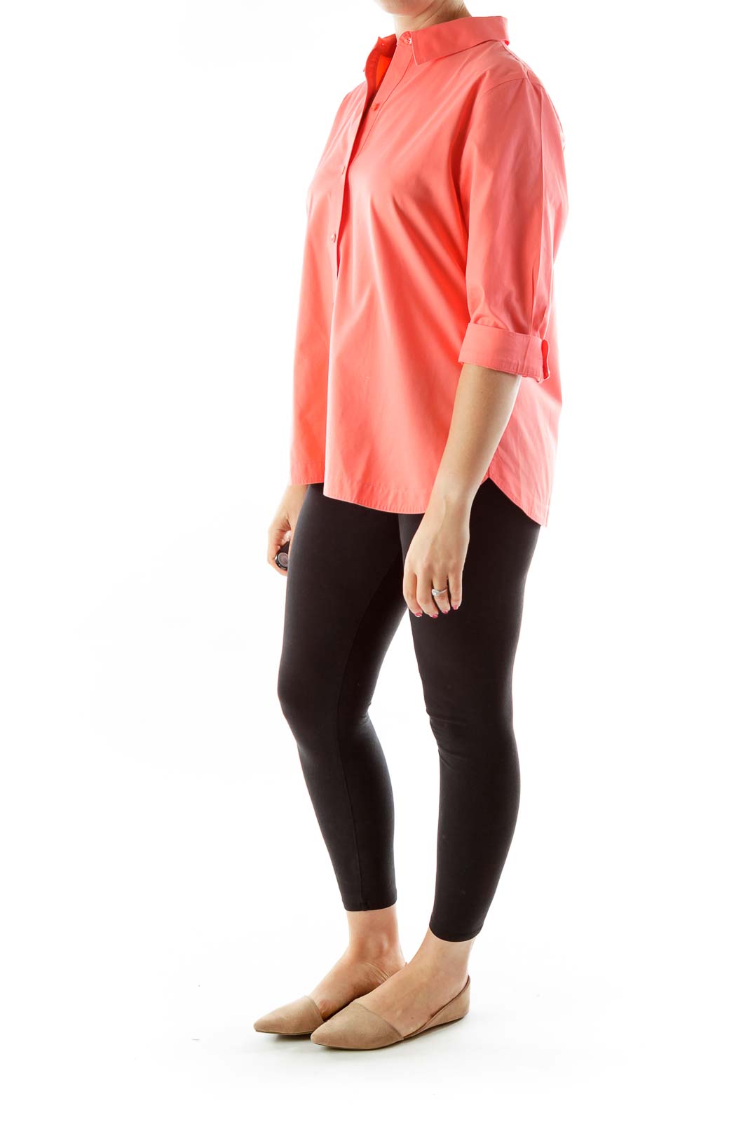 Pink Cropped Sleeve Shirt