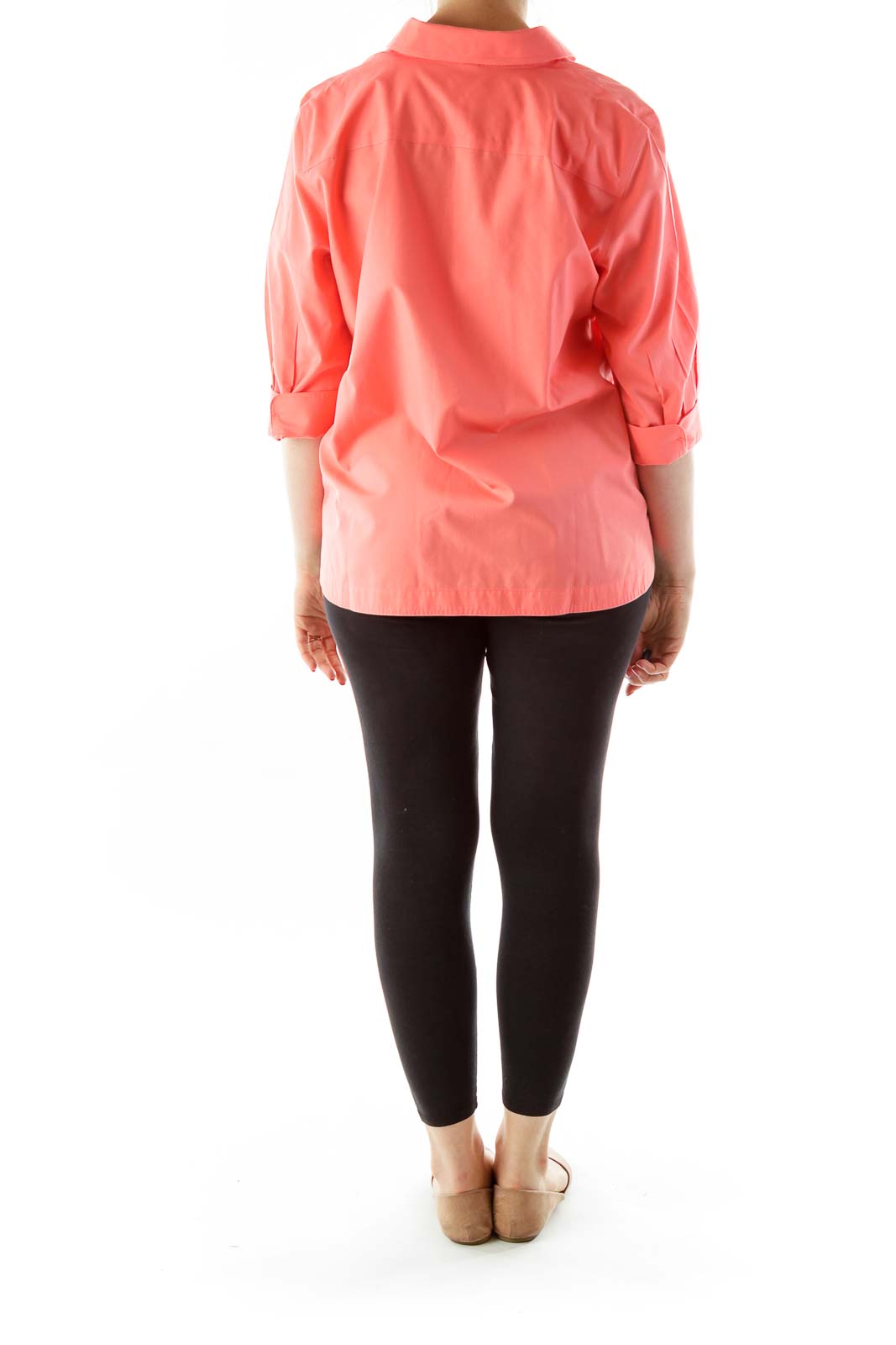 Pink Cropped Sleeve Shirt