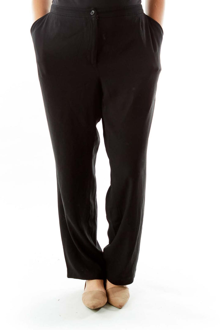 Black Straight Leg Slacks