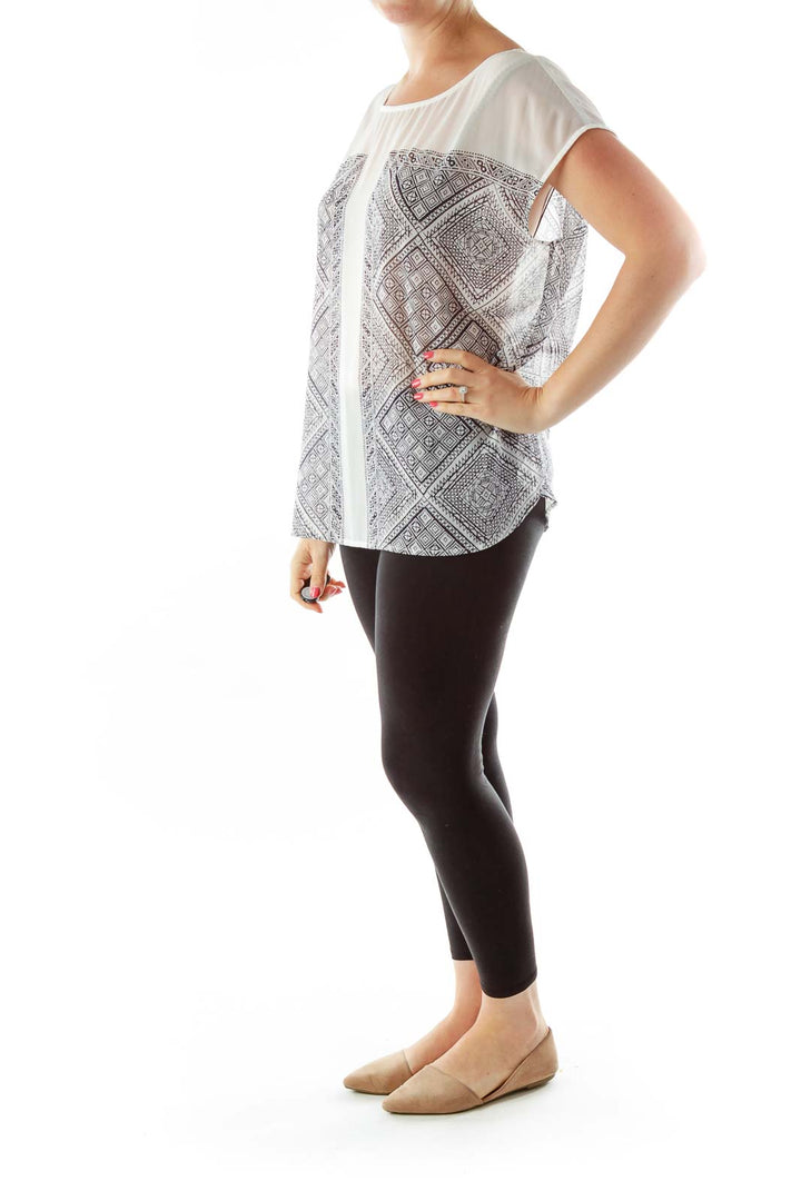 Black Cream Print Blouse