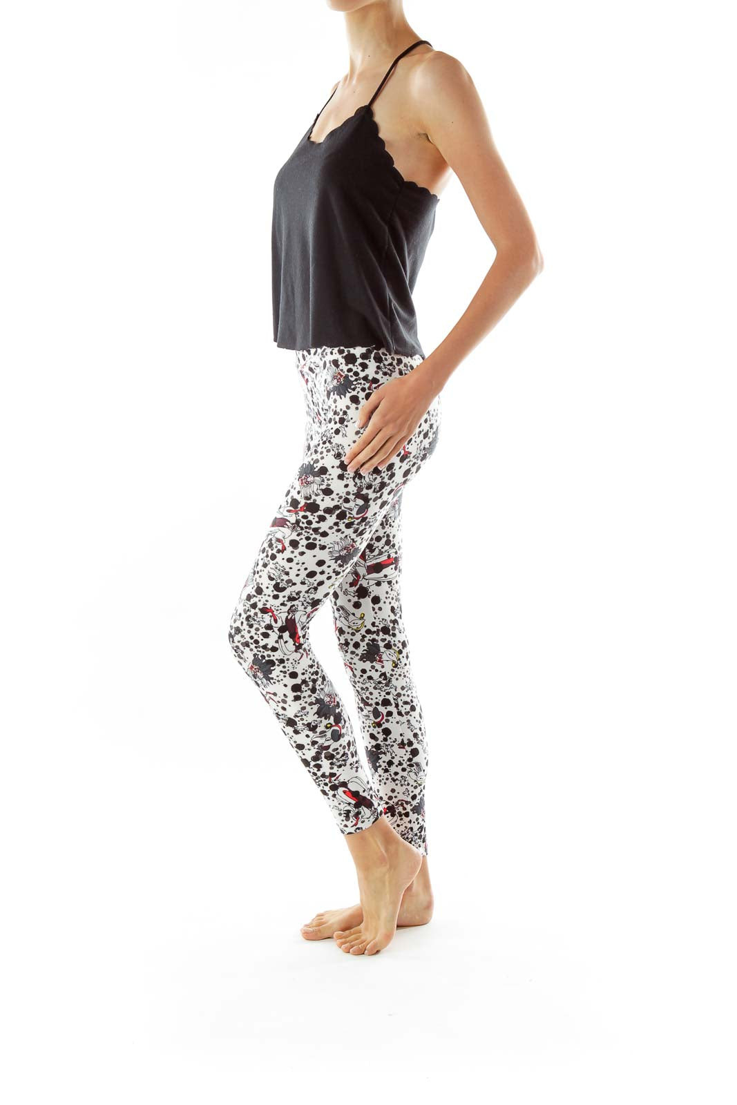 Black White Red Disney Cruella De Vil Print Leggings