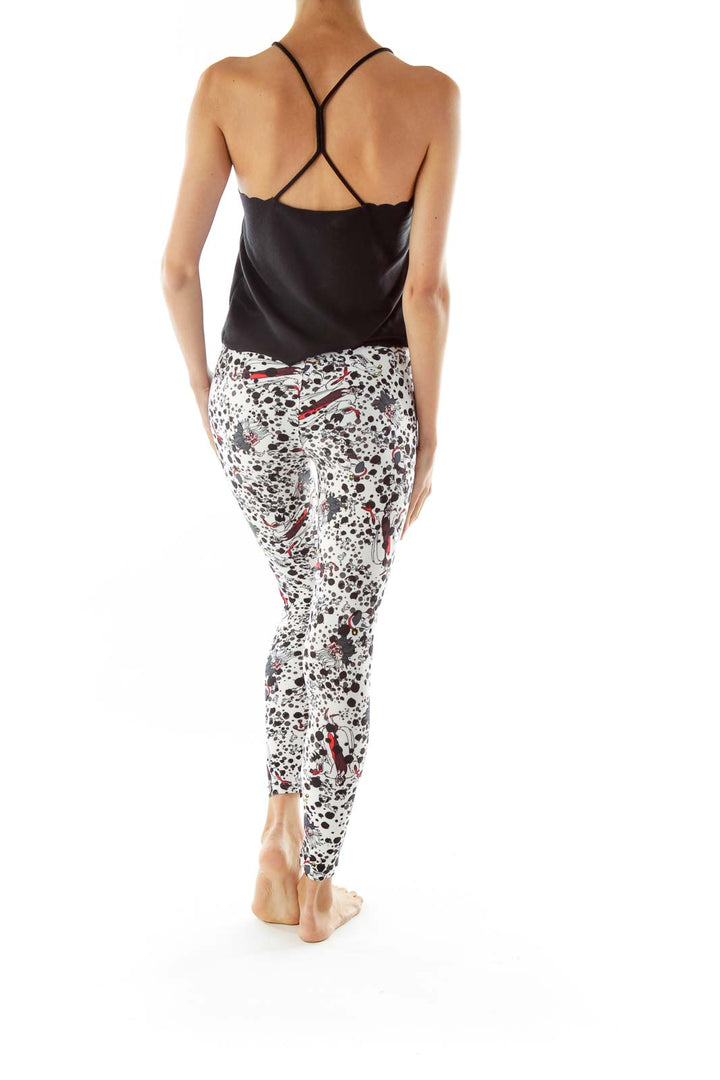 Black White Red Disney Cruella De Vil Print Leggings