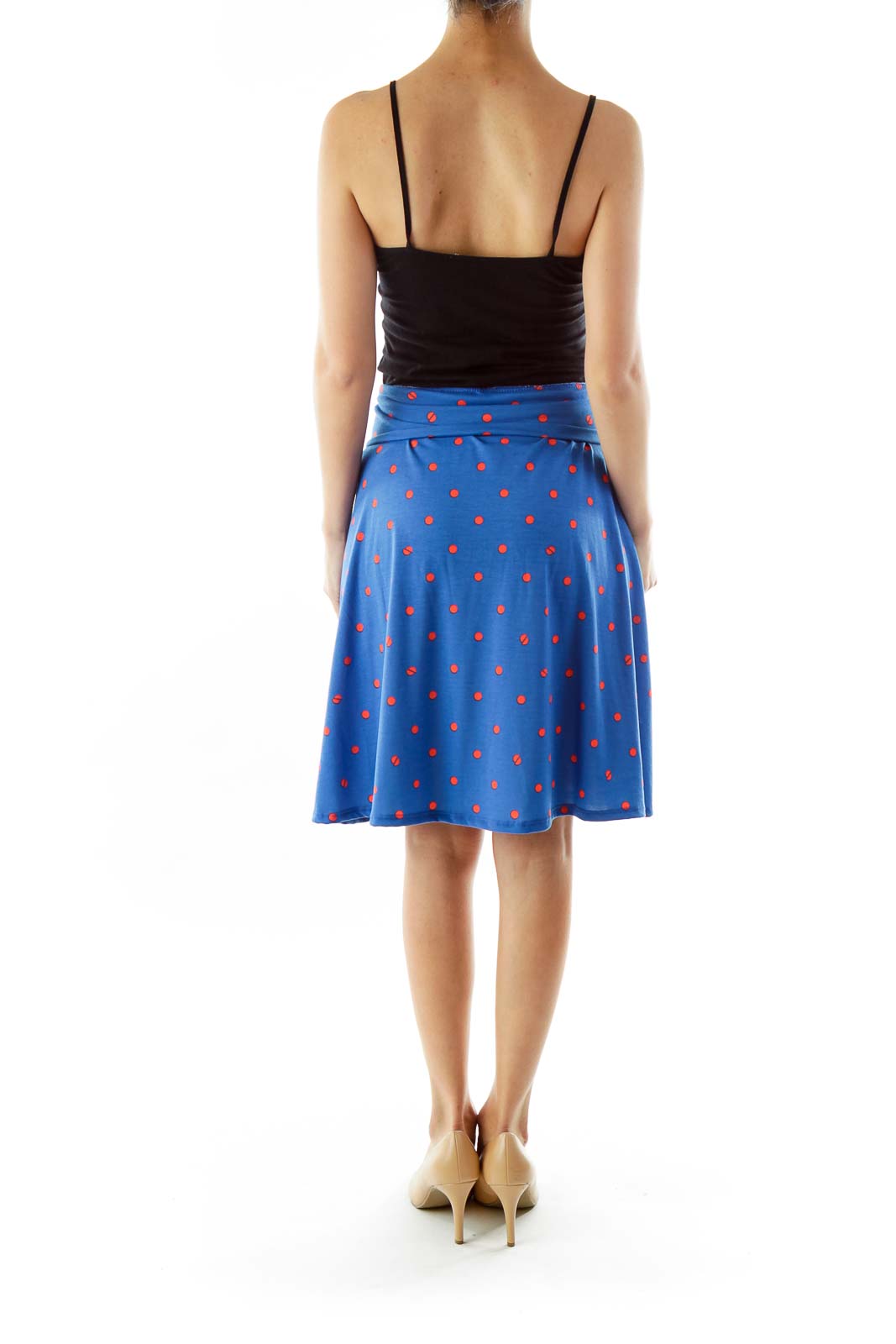 Blue Orange Polka Dot A-Line Skirt