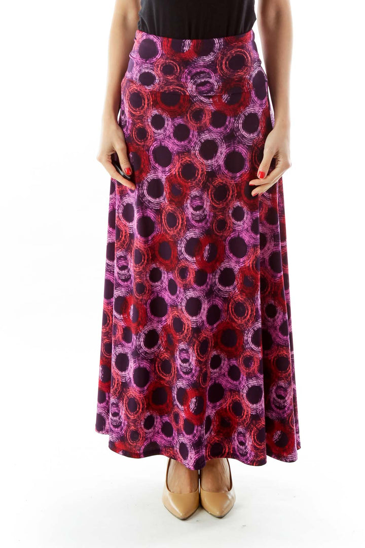 Purple Pink A-Line Maxi Skirt