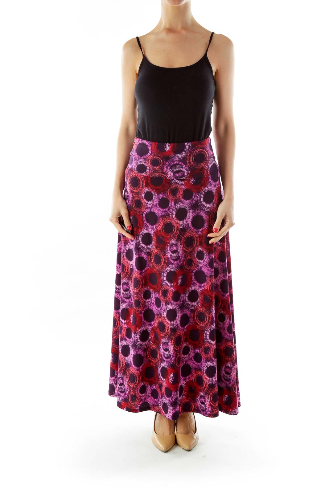 Purple Pink A-Line Maxi Skirt