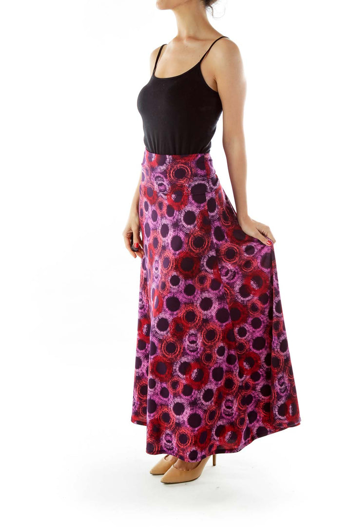 Purple Pink A-Line Maxi Skirt