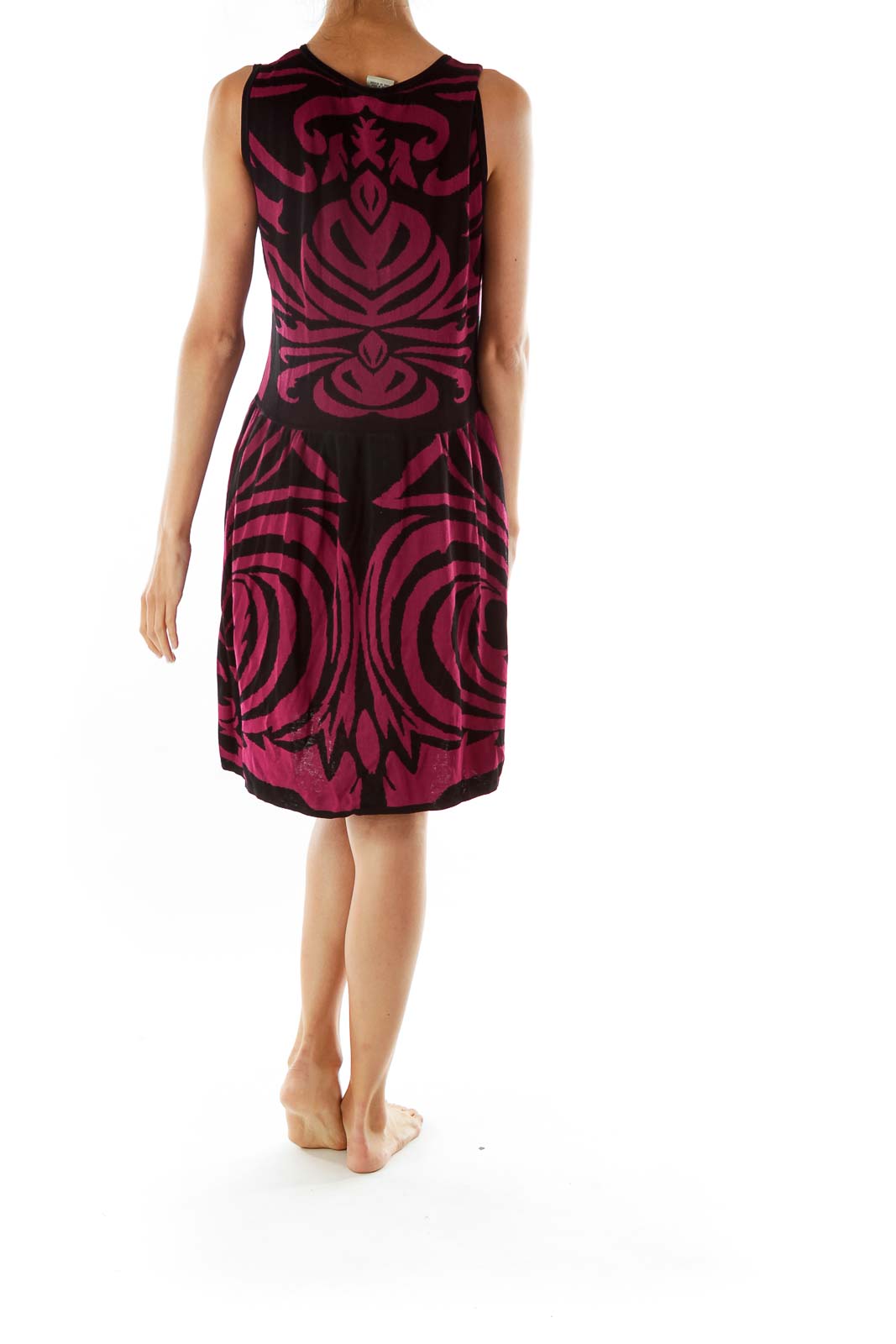 Black Purple Printed Knit Dress