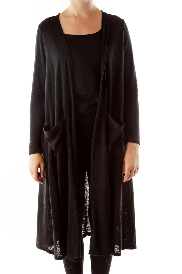 Black Knit Long Cardigan