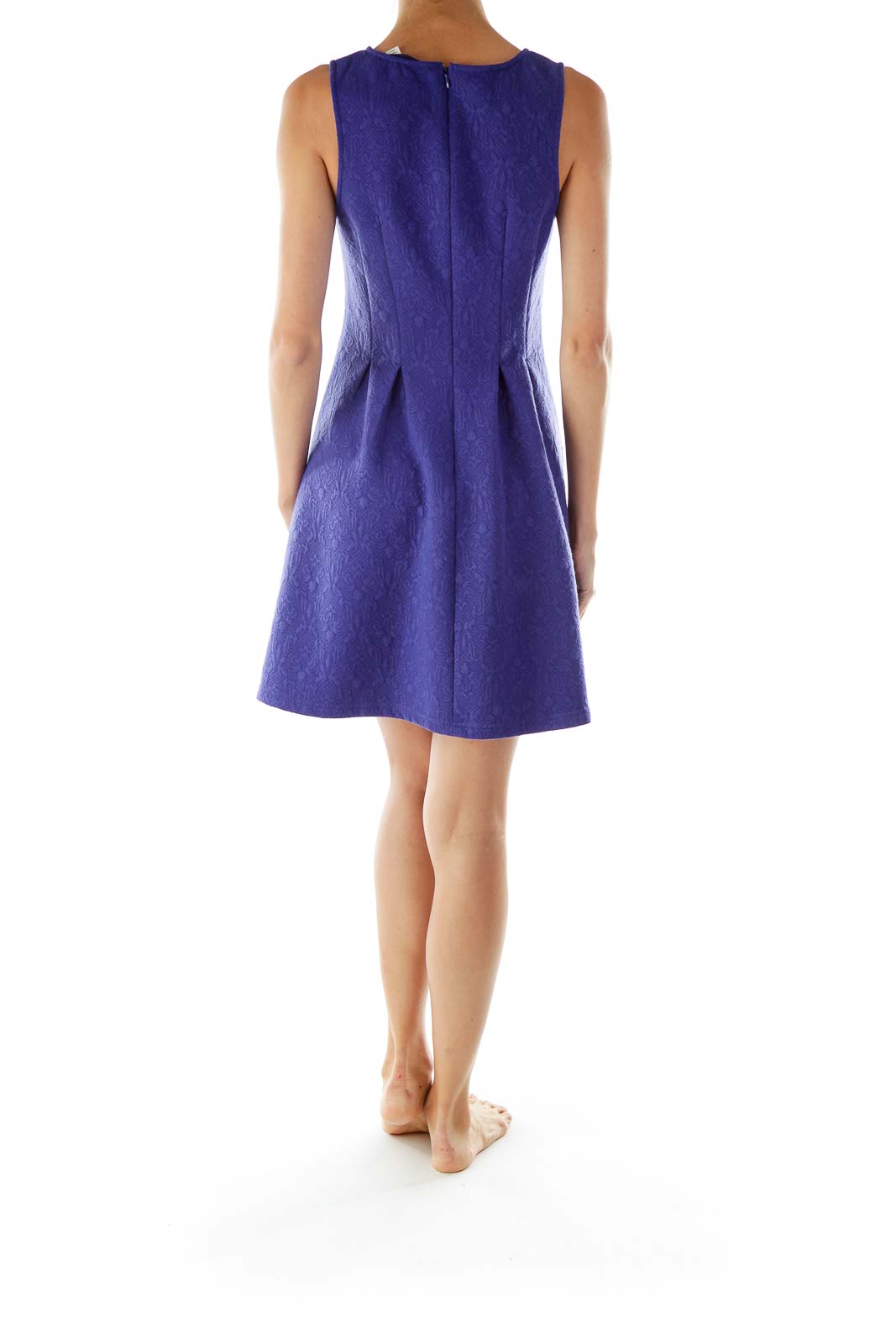 Purple Embossed A-Line Dress