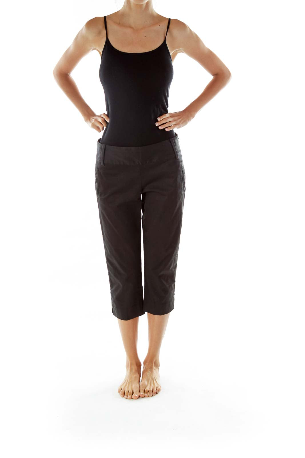 Black Pocketed Capri Pants