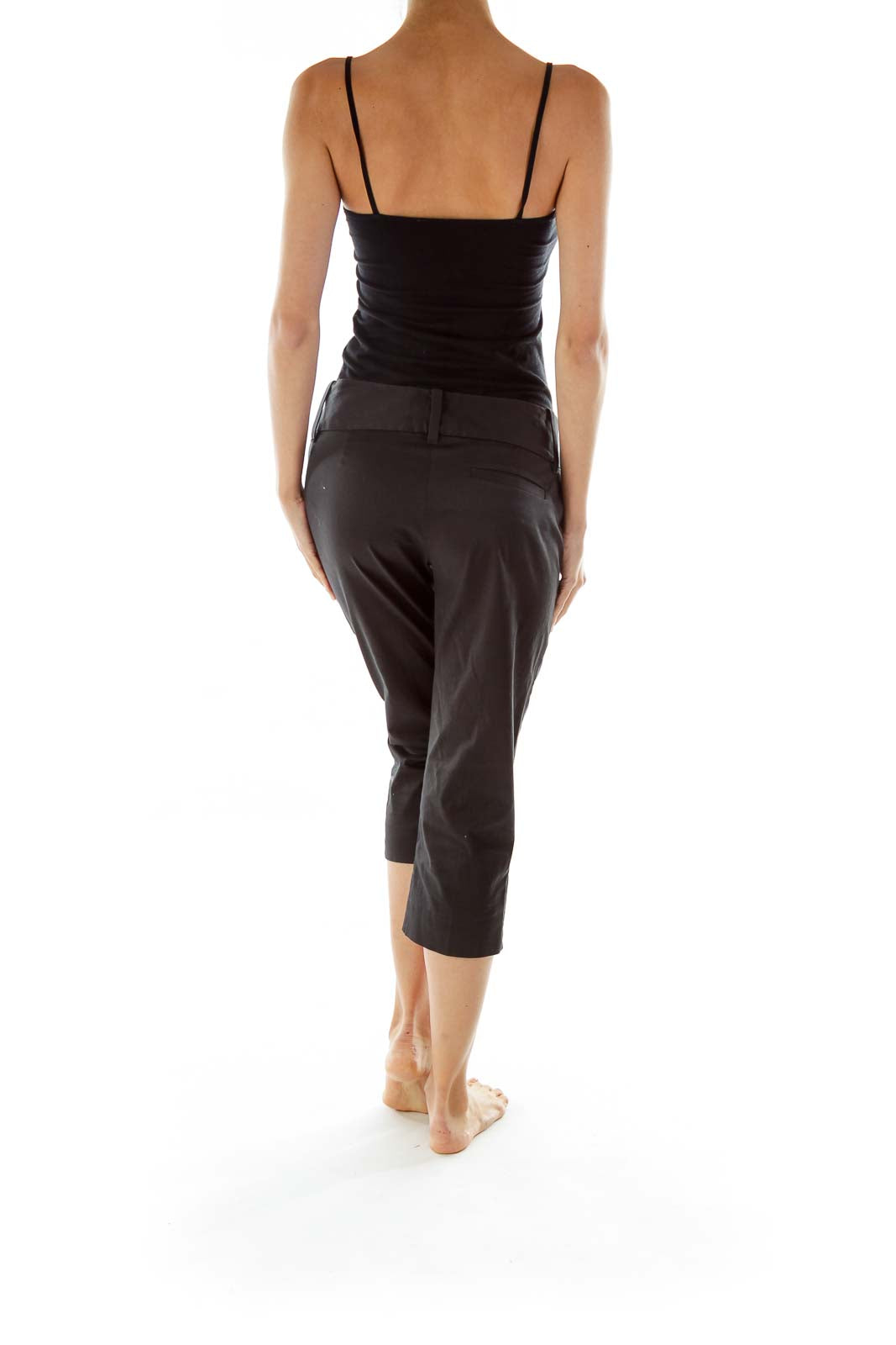 Black Pocketed Capri Pants