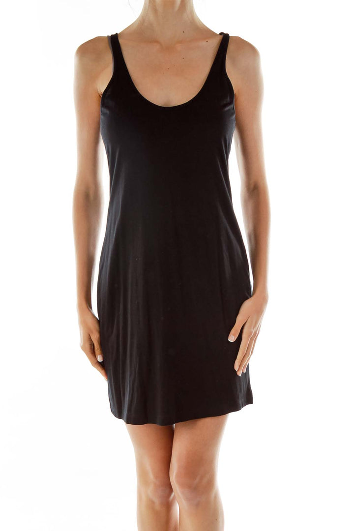 Black Gray Double Jersey-Knit Dress