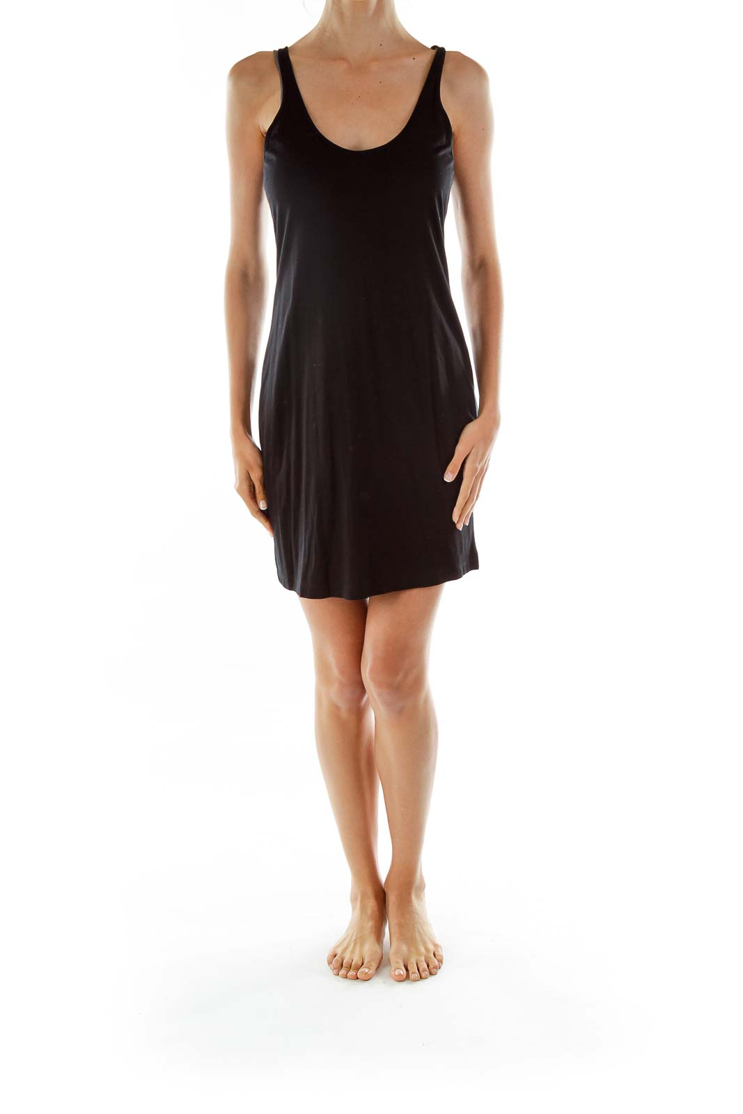 Black Gray Double Jersey-Knit Dress