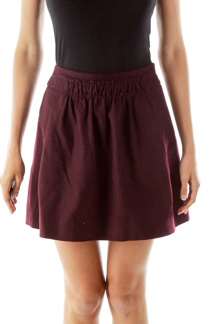 Purple Flared Scrunched Skirt