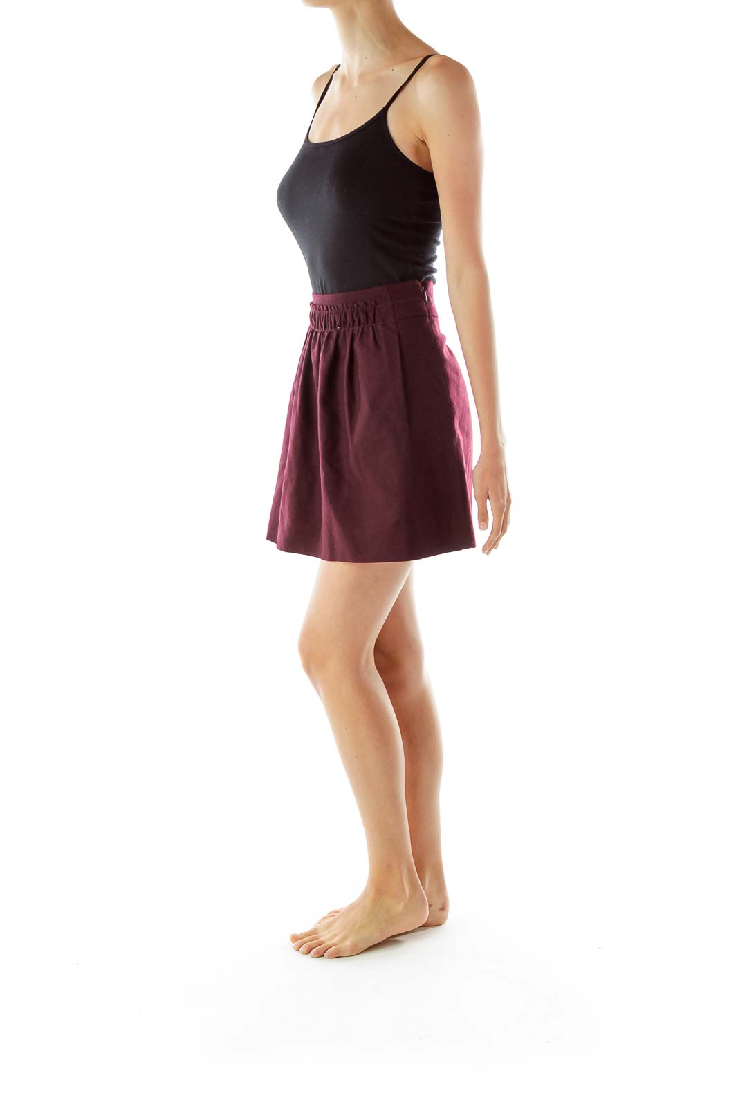 Purple Flared Scrunched Skirt