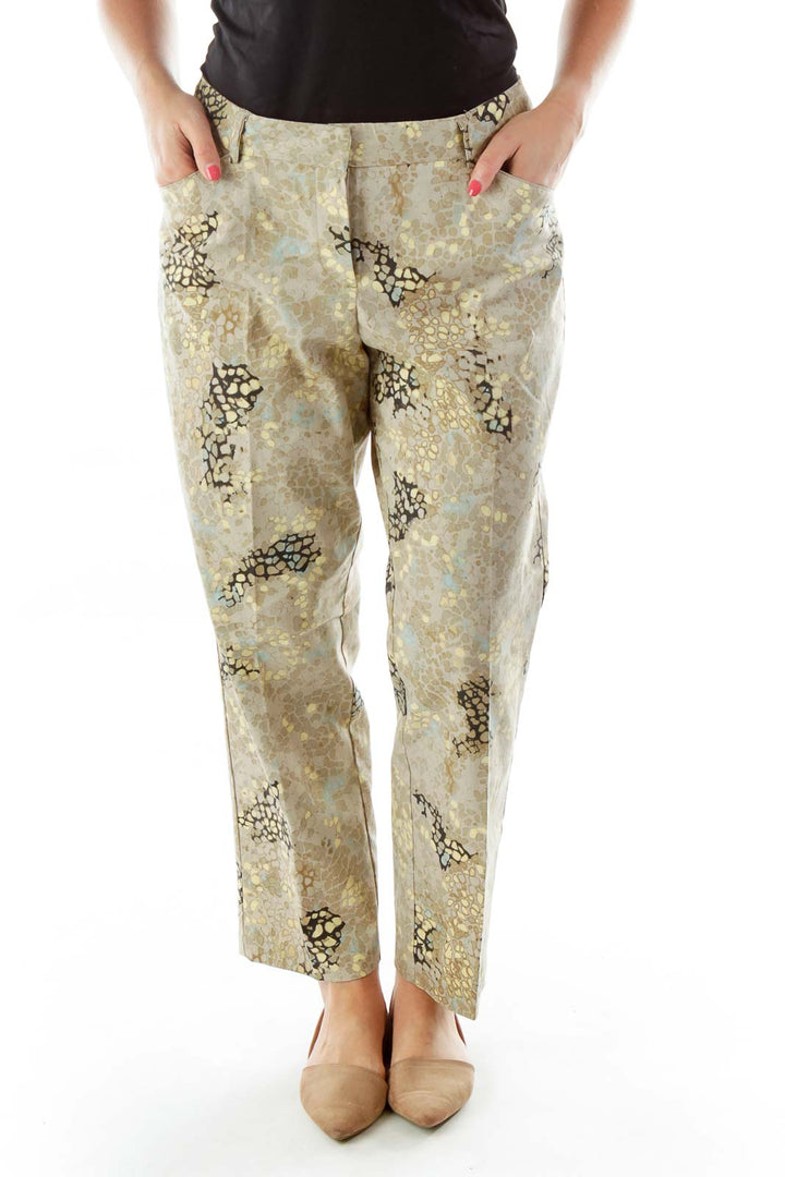 Multicolor High-Waisted Snake Skin Print Pants