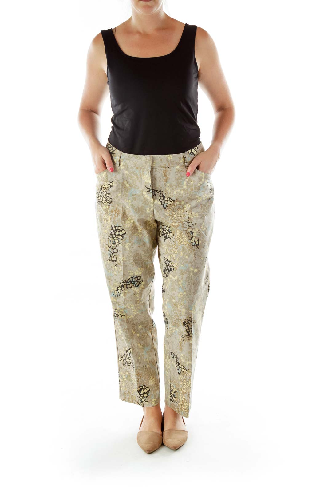 Multicolor High-Waisted Snake Skin Print Pants