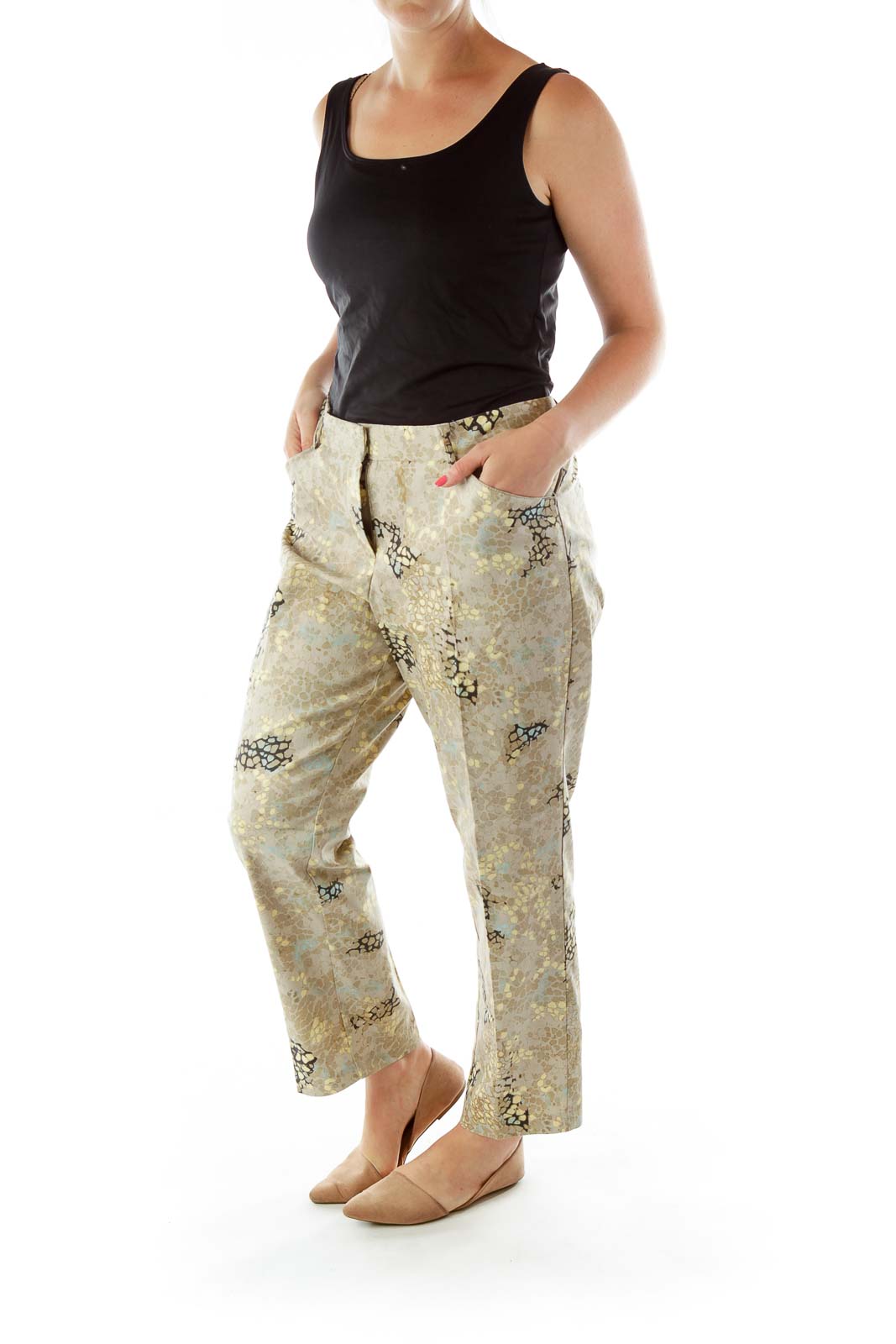 Multicolor High-Waisted Snake Skin Print Pants