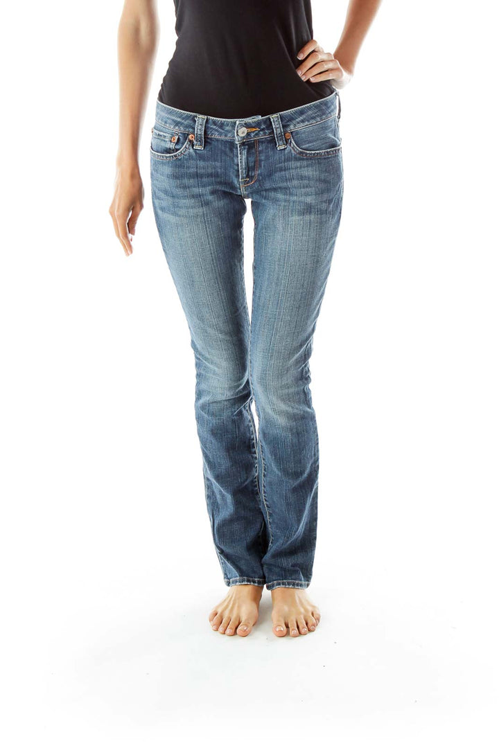 Embroidered Straight-Leg Jeans