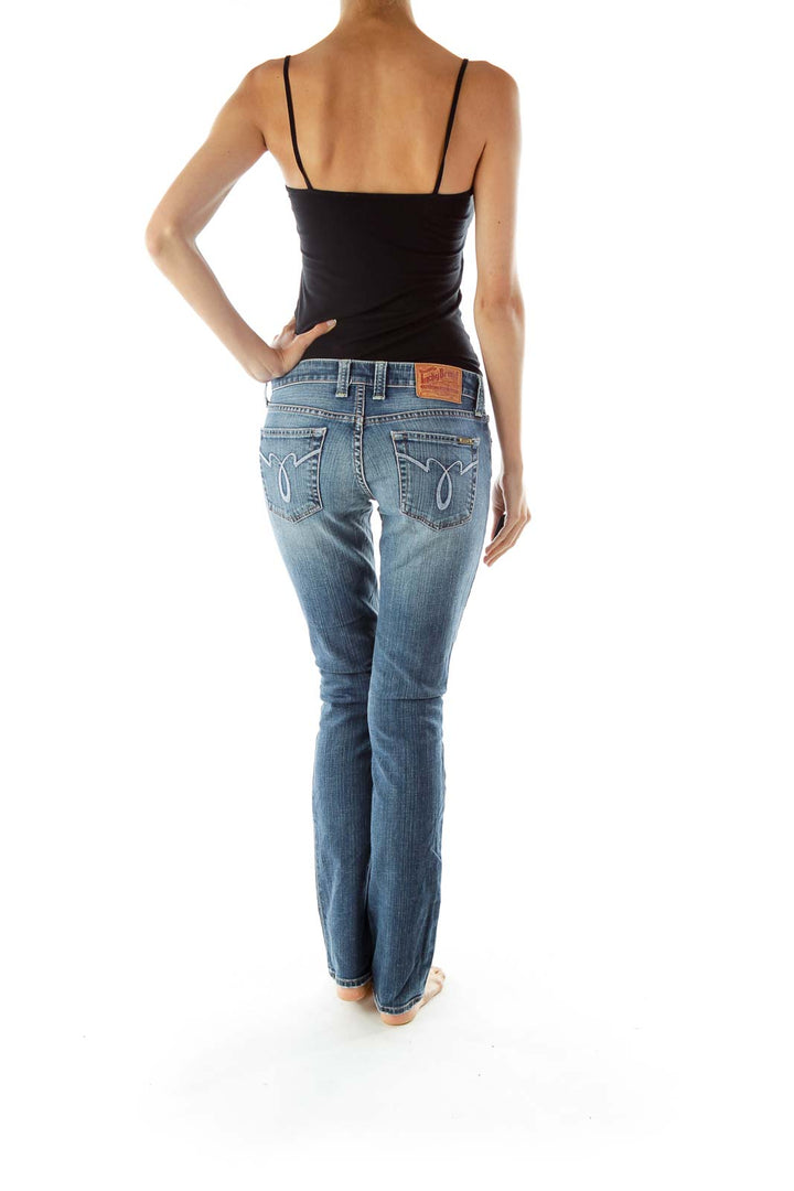 Embroidered Straight-Leg Jeans