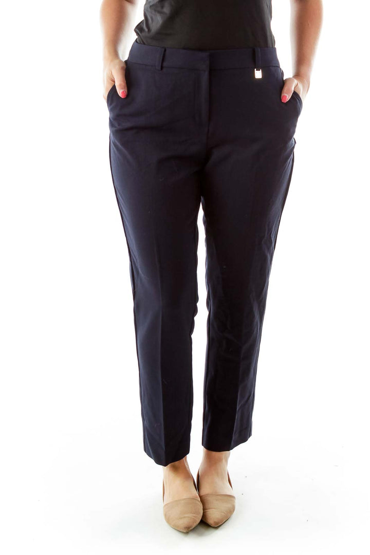 Navy Slim Fit Trousers